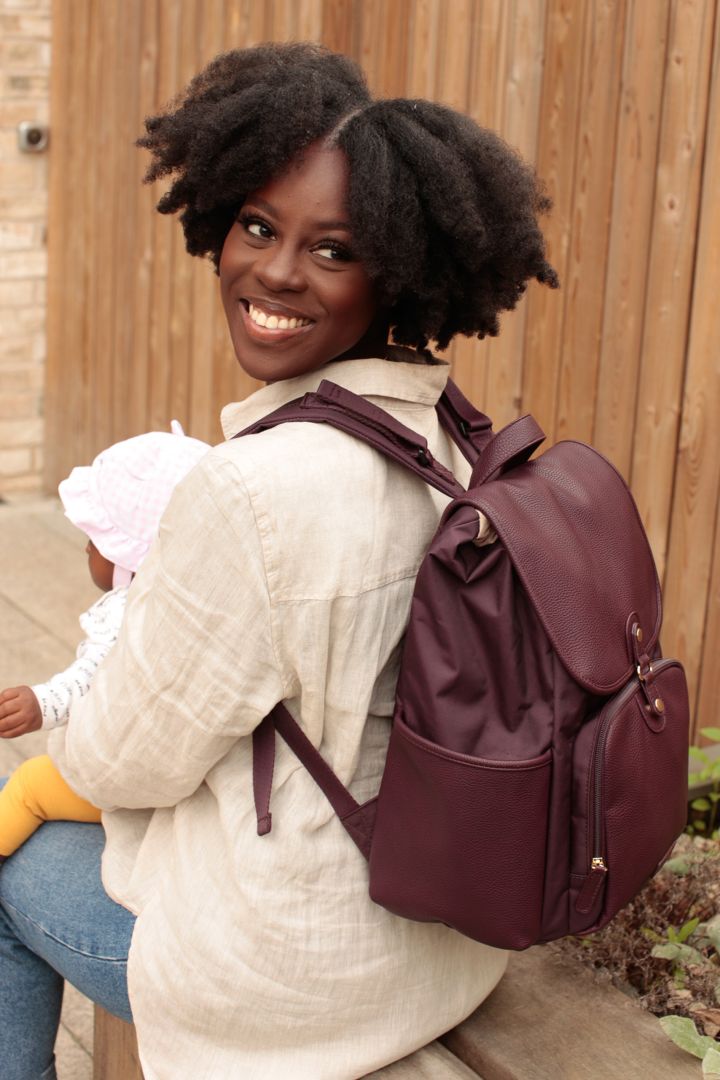 Wickelrucksack aus veganem Kunstleder bordeaux