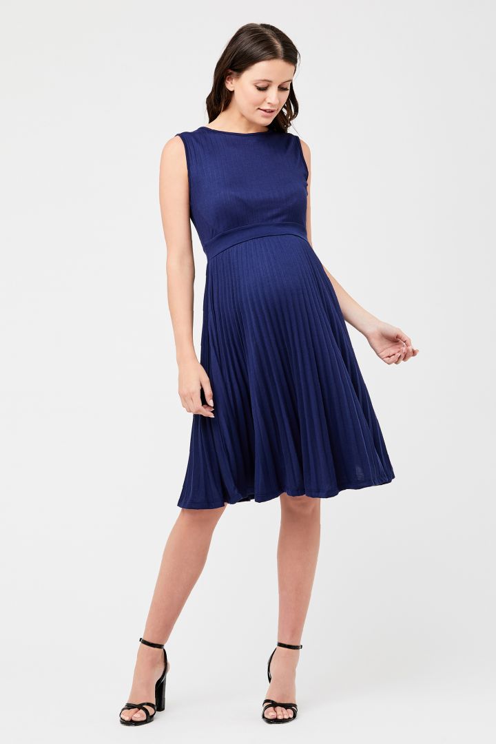 Umstandskleid mit Plisseefalten blau