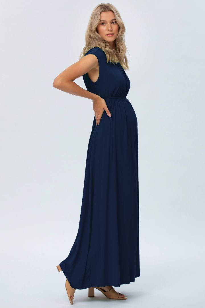 Maxi Umstandskleid mit Rückenausschnitt navy
