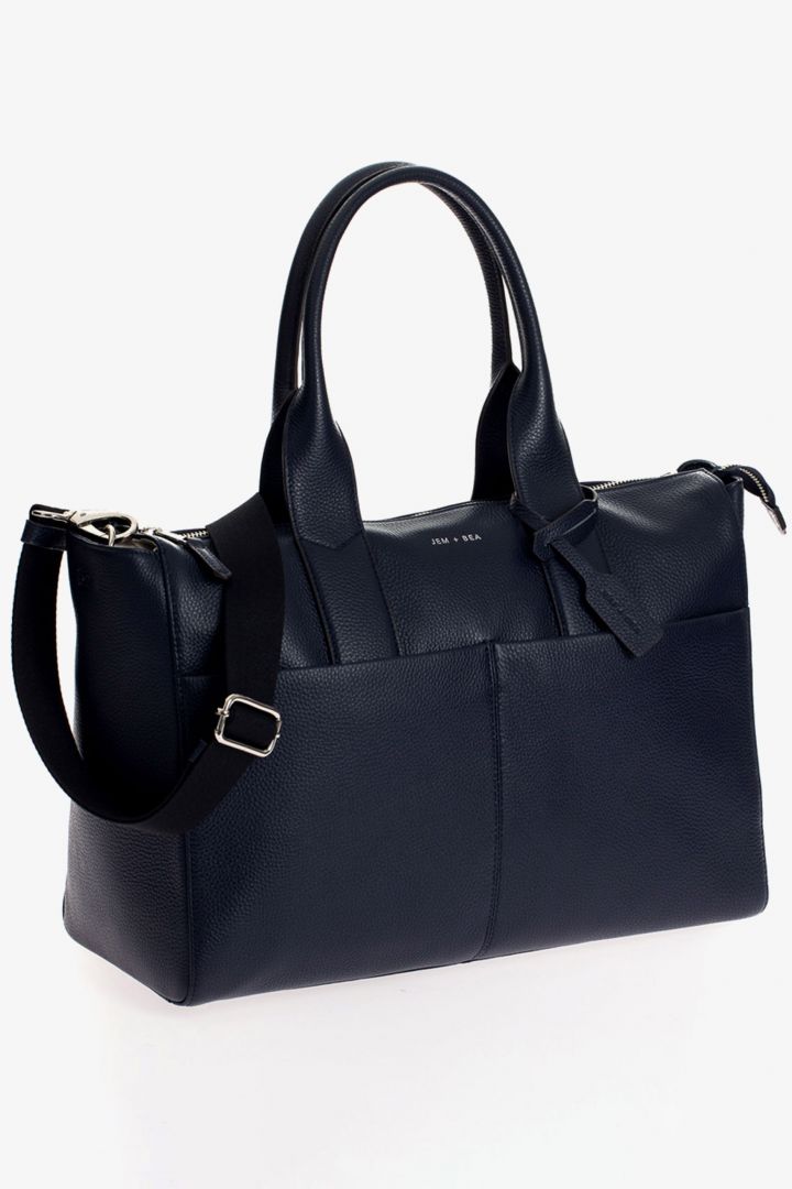 Luxe Wickeltasche aus Kalbsleder navy