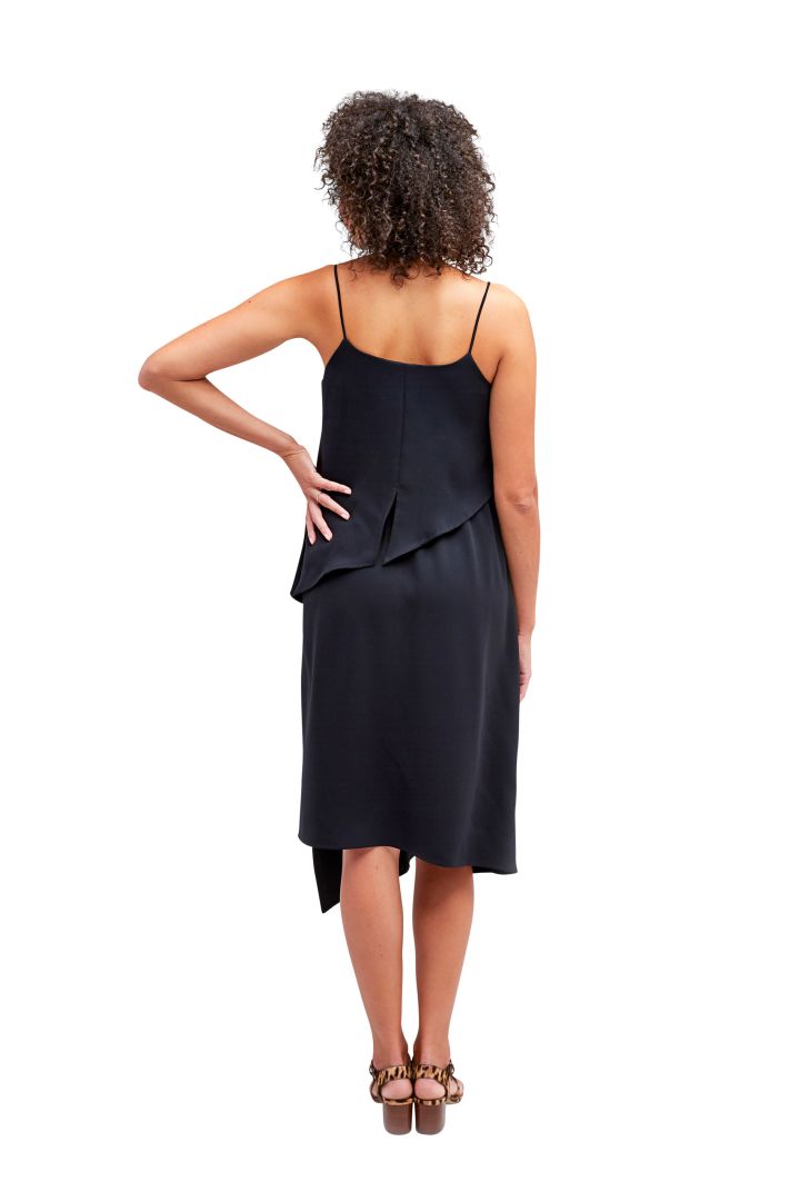 Maternity Dress with Asymmetrical Nursing Layer black