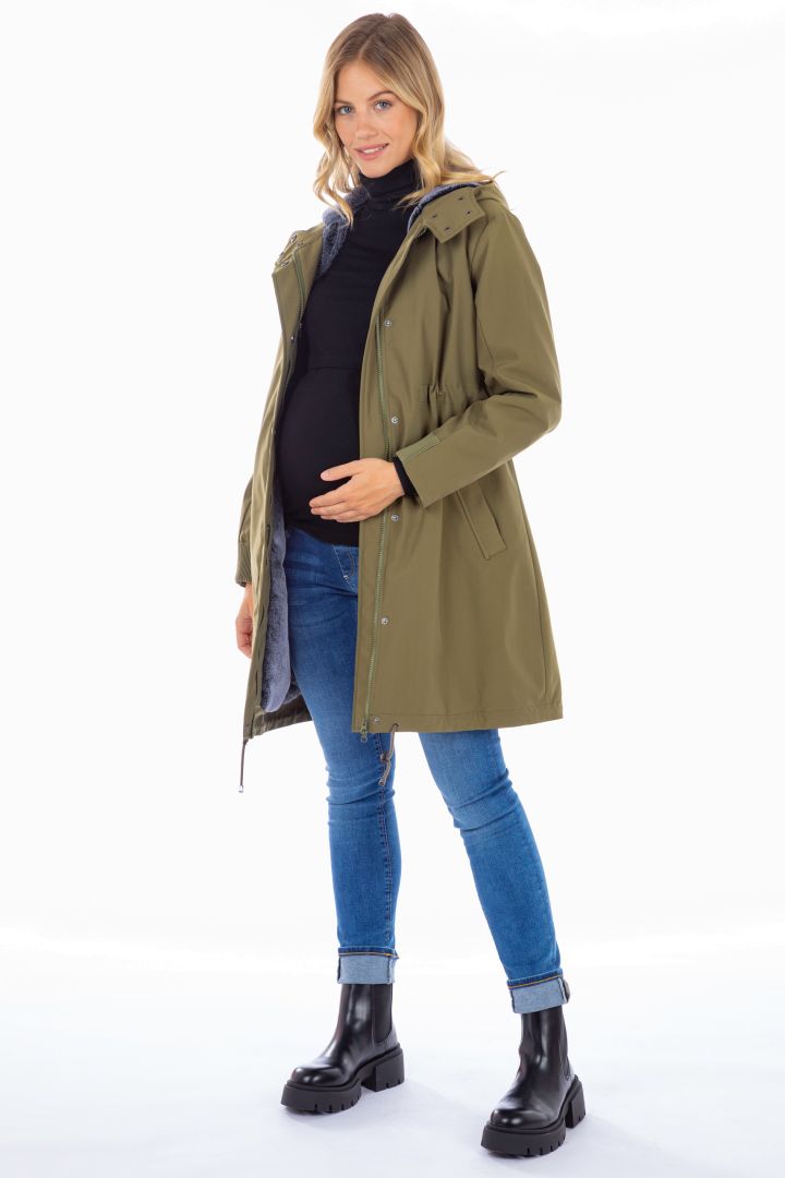3 in 1 Umstandsparka und Tragejacke khaki