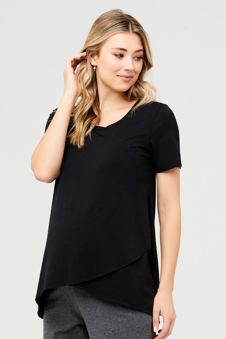 Raw Edge Umstands- und Stillshirt schwarz