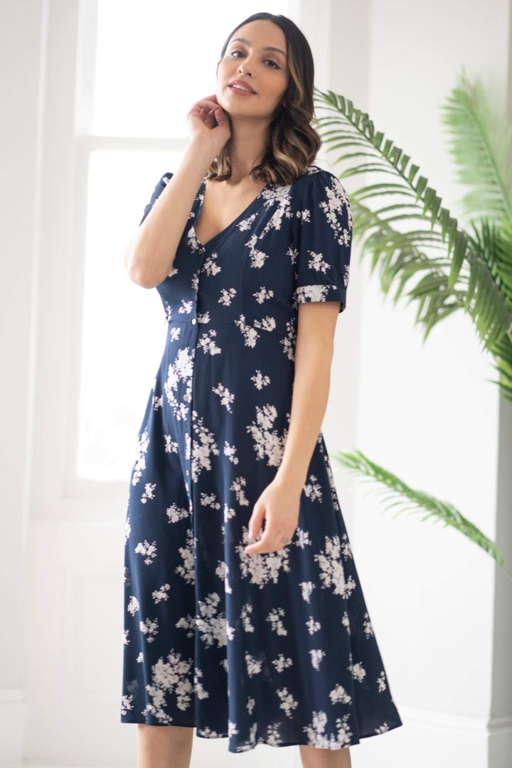 Maternity and Nursing Dress with Floral Print