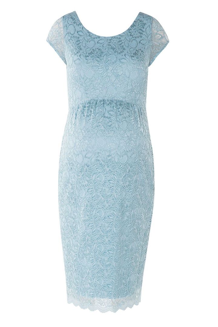 Etui Umstandskleid aus Spitze eisblau