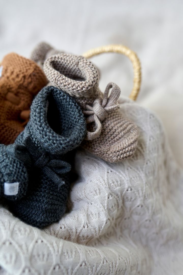 Organic Baby Strickschuhe dunkelgrau