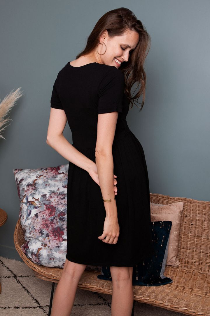 Umstands- und Stillkleid kurzarm schwarz