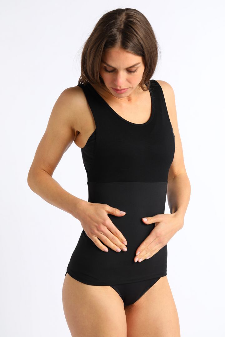 Ecovero Umstands- und Stillkleid mit Post Partum Shaping Top schwarz