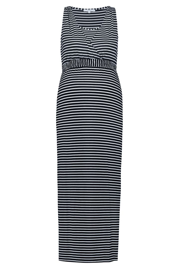 Long Maternity and Nursing Dress Stripes
