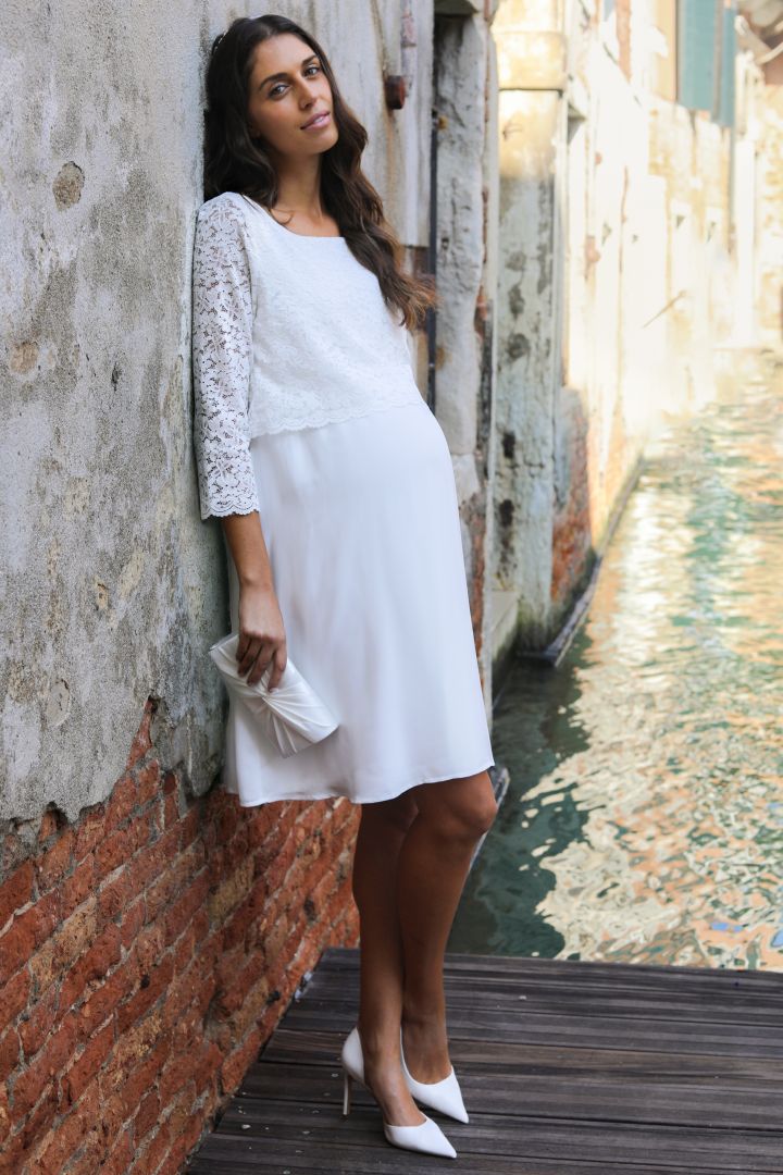 Umstands- und Stillbrautkleid mit 3/4 Ärmeln elfenbein