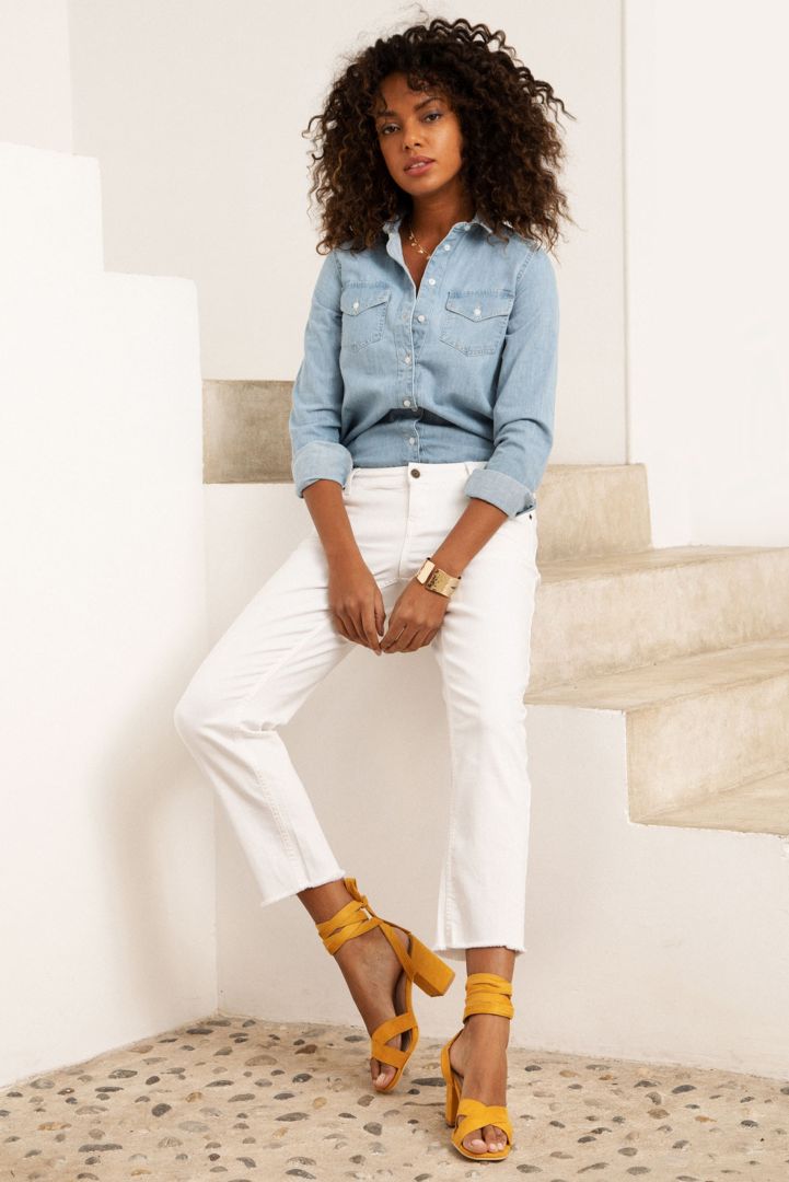 Straight Leg Umstandsjeans Weiß