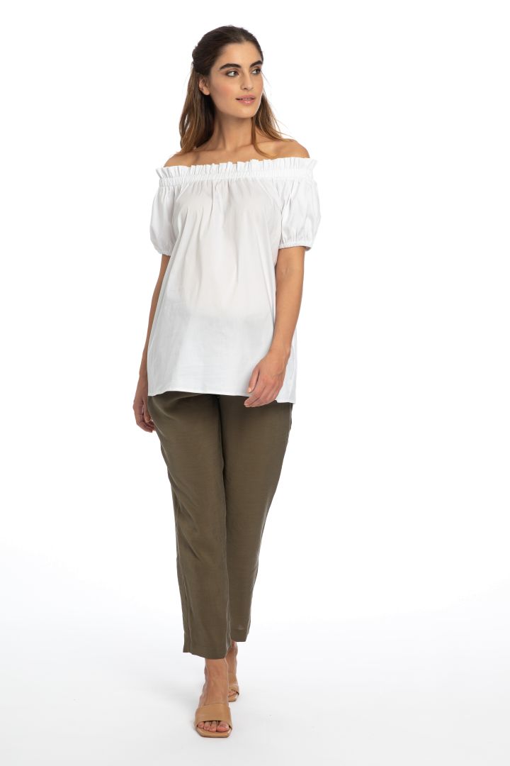 Paperbag Linen Maternity Trousers khaki