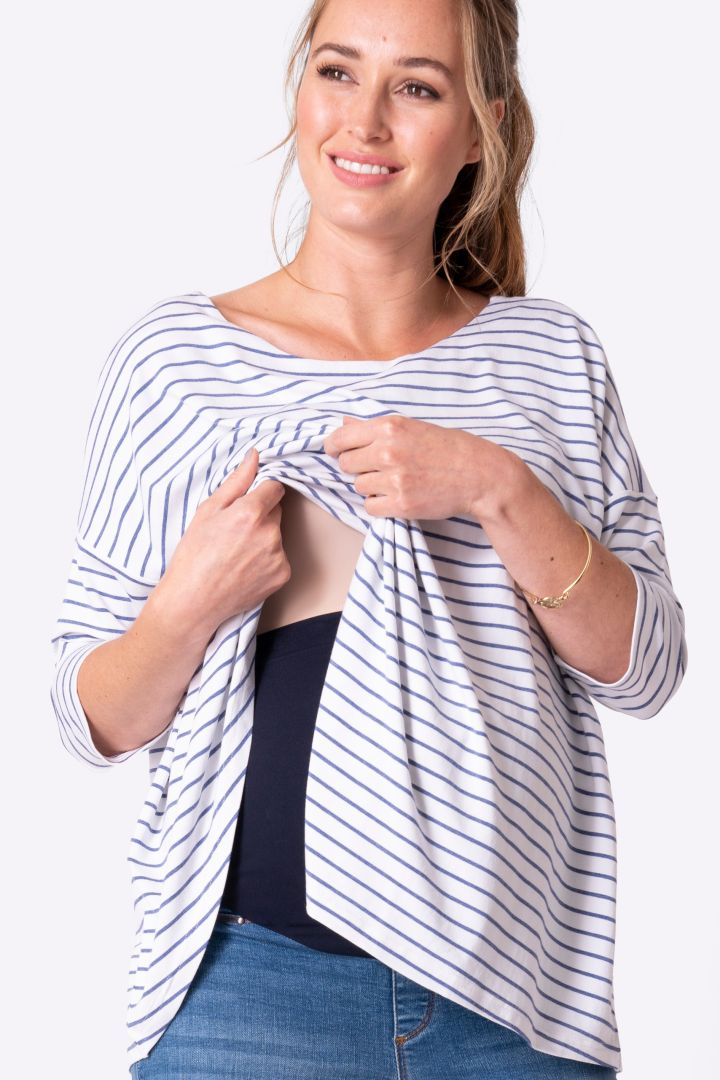 Breton Umstands- und Stillshirt weiß/blau