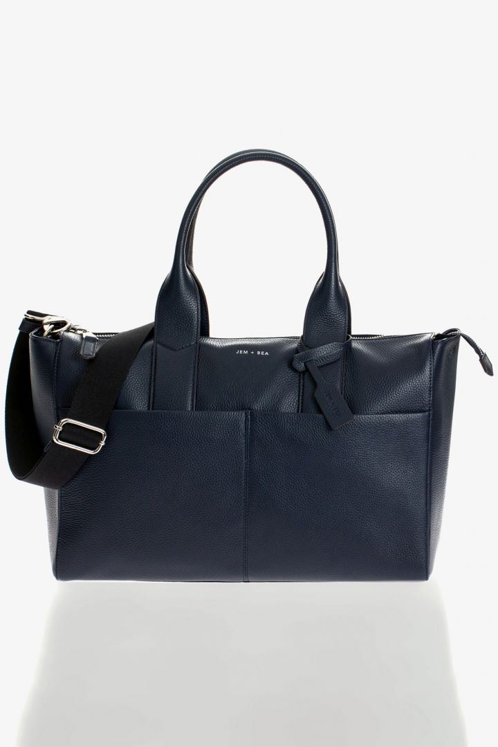 Luxe Wickeltasche aus Kalbsleder navy