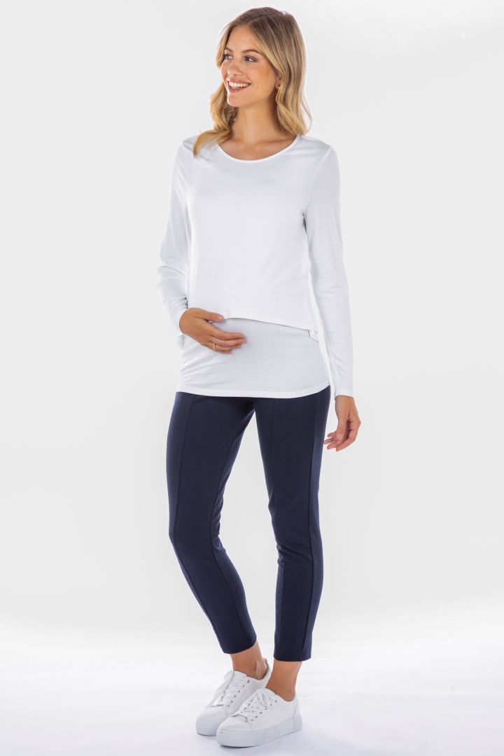 Cropped Over Belly Maternity Pants navy