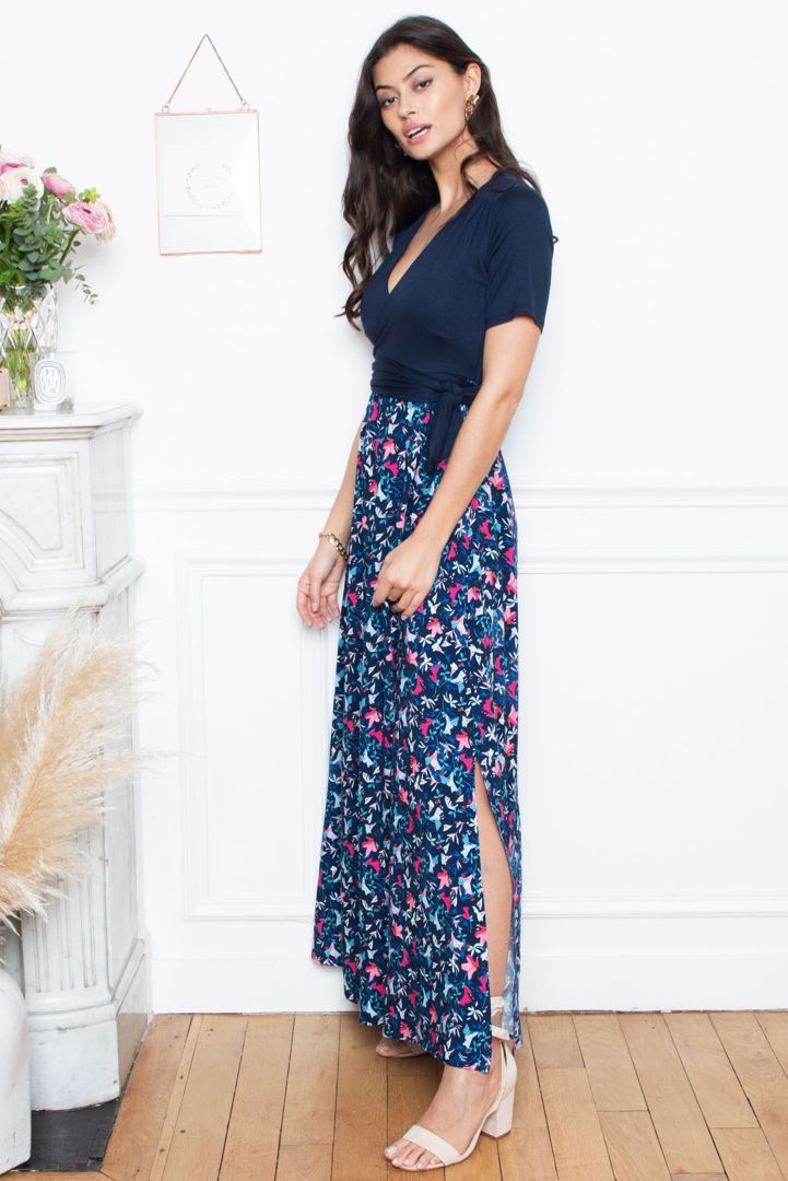 Maxi Umstands- und Stillkleid mit Print