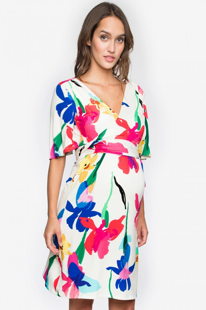 Maternity and Nursing Dress V-Neck Rainbow