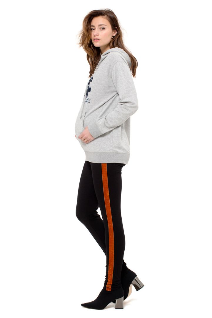 Meternity Trousers with Velvet Stripes