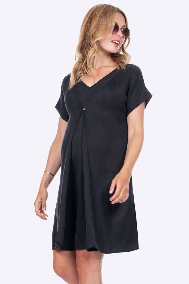 Maternity and Nursing Dress with Button Detail