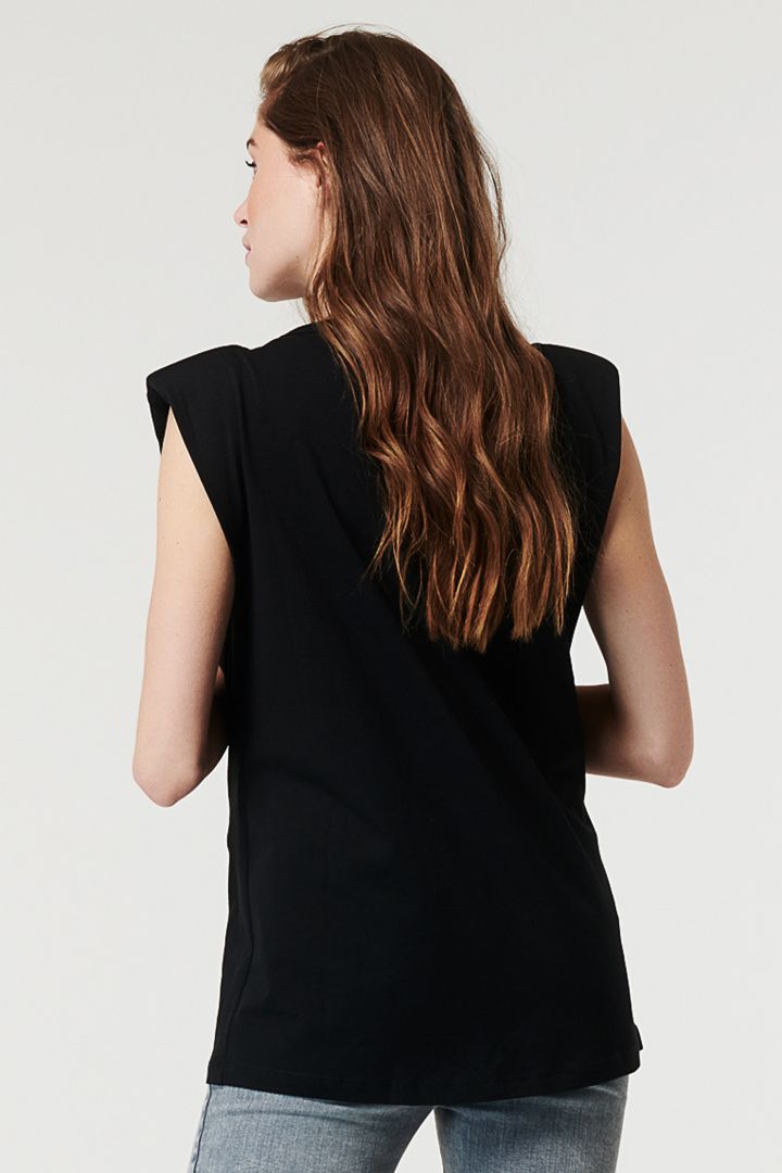 Organic Umstandsshirt mit Schulterpolster schwarz