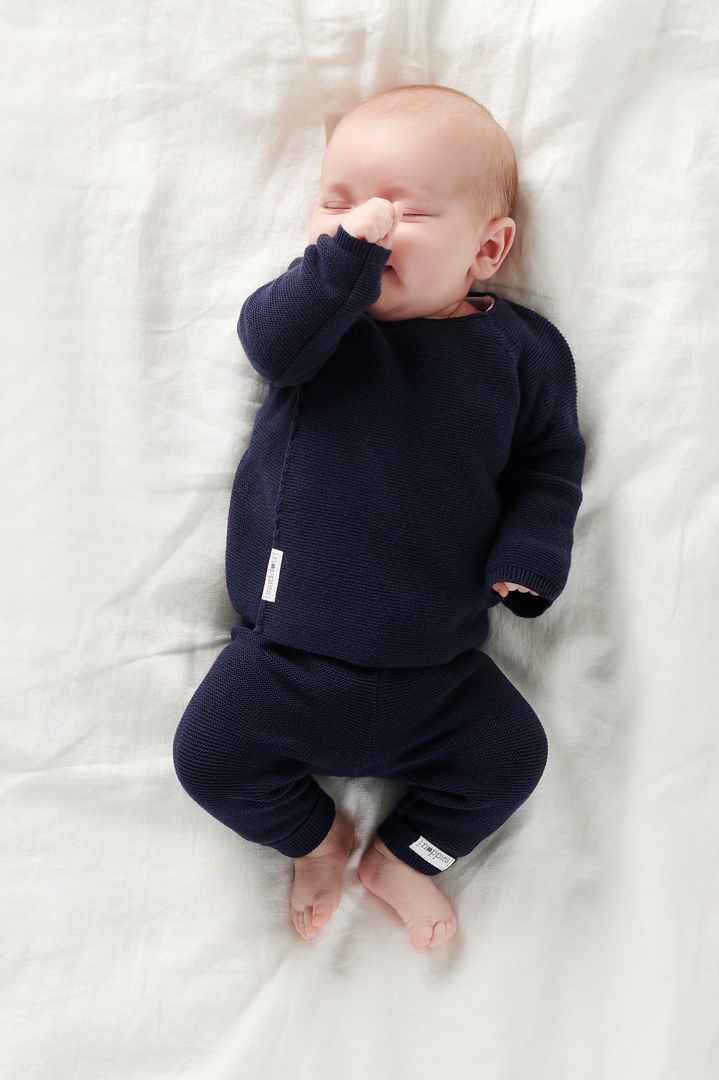 Organic Baby-Strickhose navy