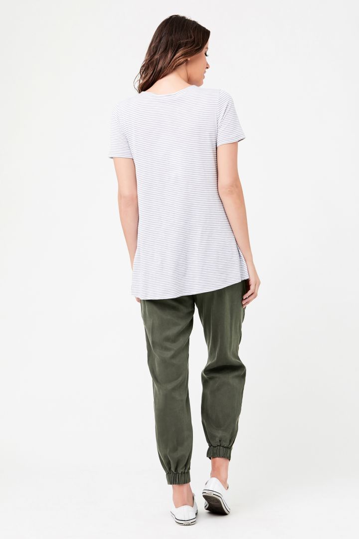 Tencel Umstandshose mit gesmoktem Bund khaki