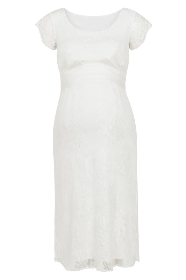 Spitzen Umstands- und Stillbrautkleid mit Schärpe