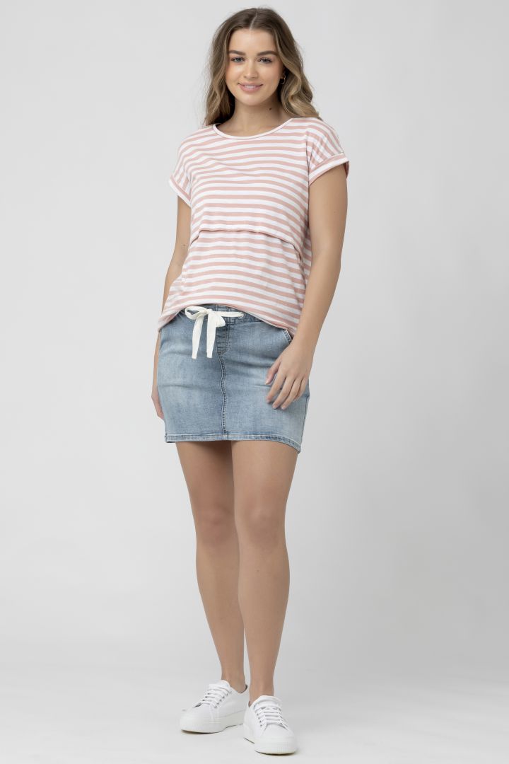 Umstands- und Stillshirt gestreift rosa-weiß