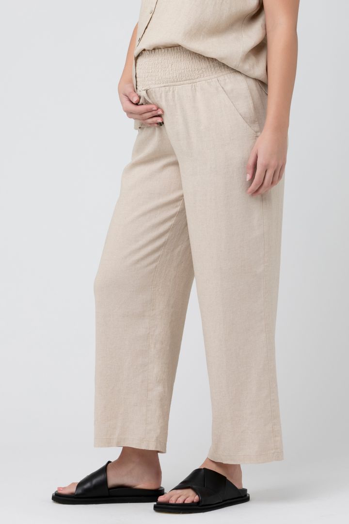 Leinen Umstandshose sand