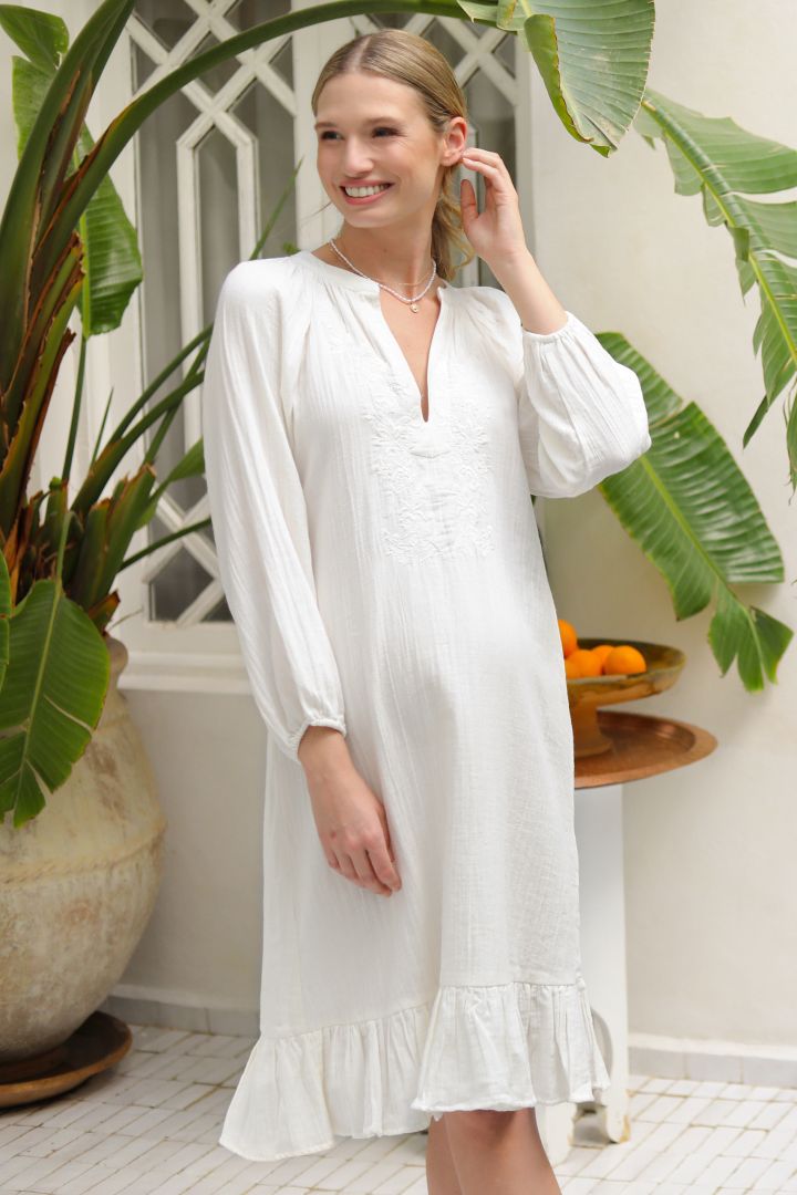 Double Cotton Boho Umstandskleid