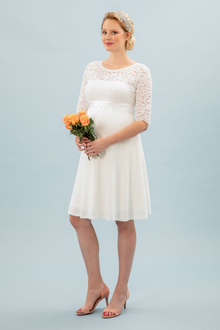 Umstandsbrautkleid in A-Linie mit Rückenausschnitt