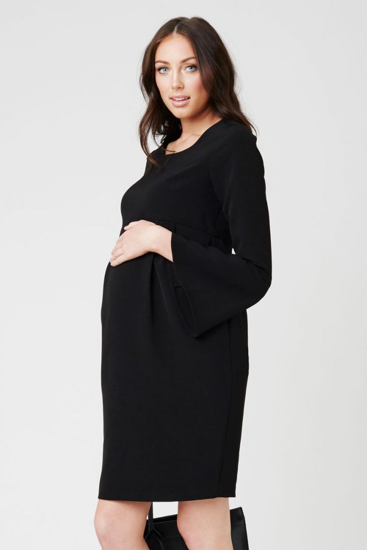 Maternity dress with trumpet sleeves