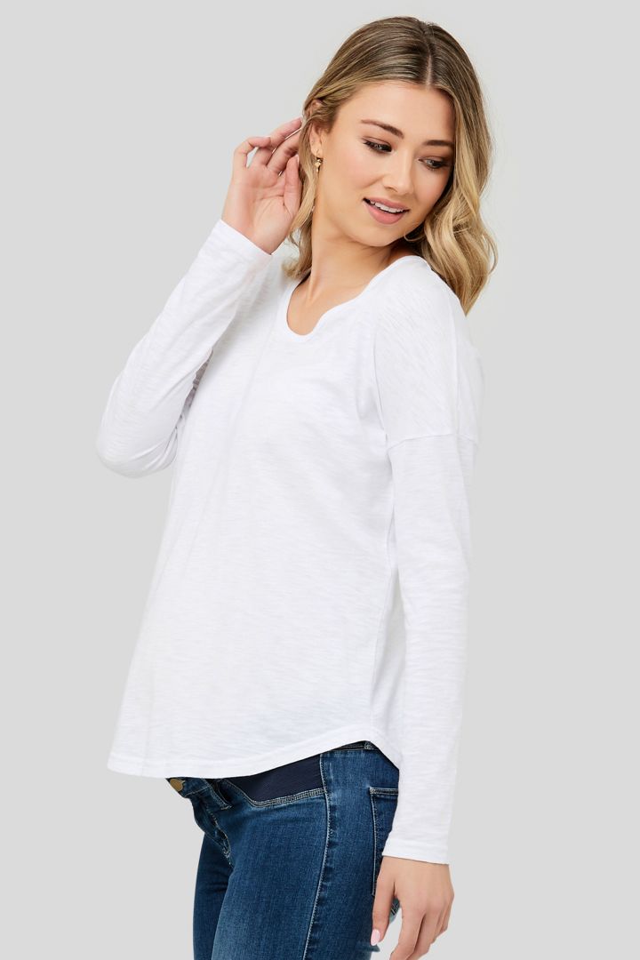 Relaxed Maternity Shirt Long Sleeve white