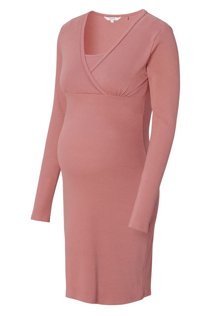 Organic Ripp Umstands- und Stillnachthemd light terracotta