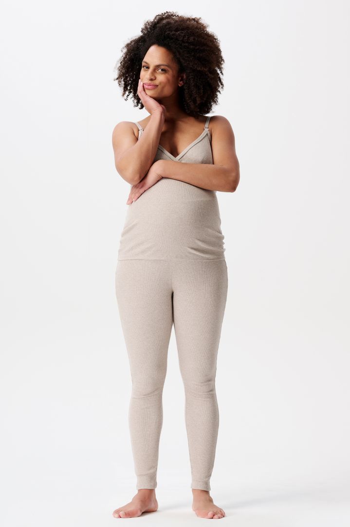 Organic Ripp Lounge- und Pyjama Leggings sand