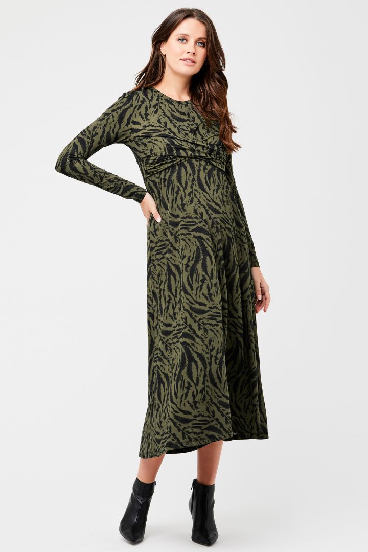 Maternity and Nursing Dress with Animal Print