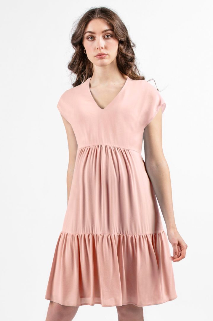 Maternity Dress with Flounce Hem rose