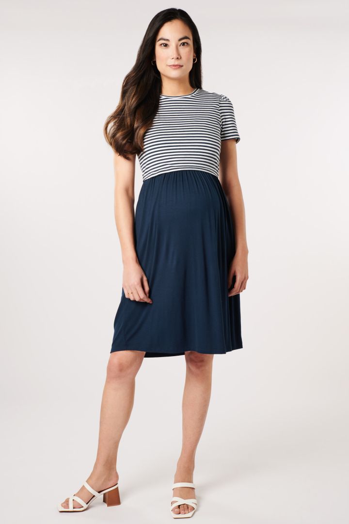 Organic Umstands- und Stillkleid mit Streifentop