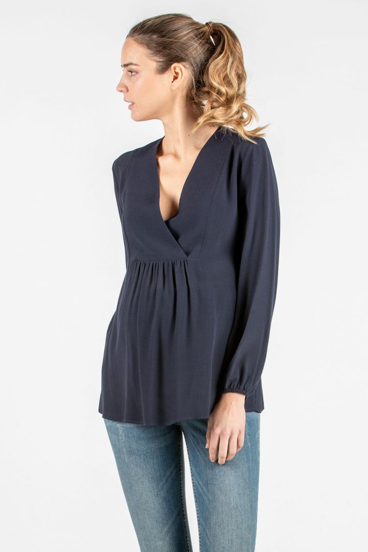 Cross-Over Maternity Blouse navy