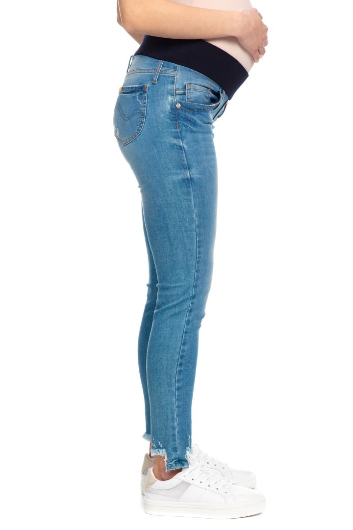 Ripped Umstandsjeans mit offenem Saum