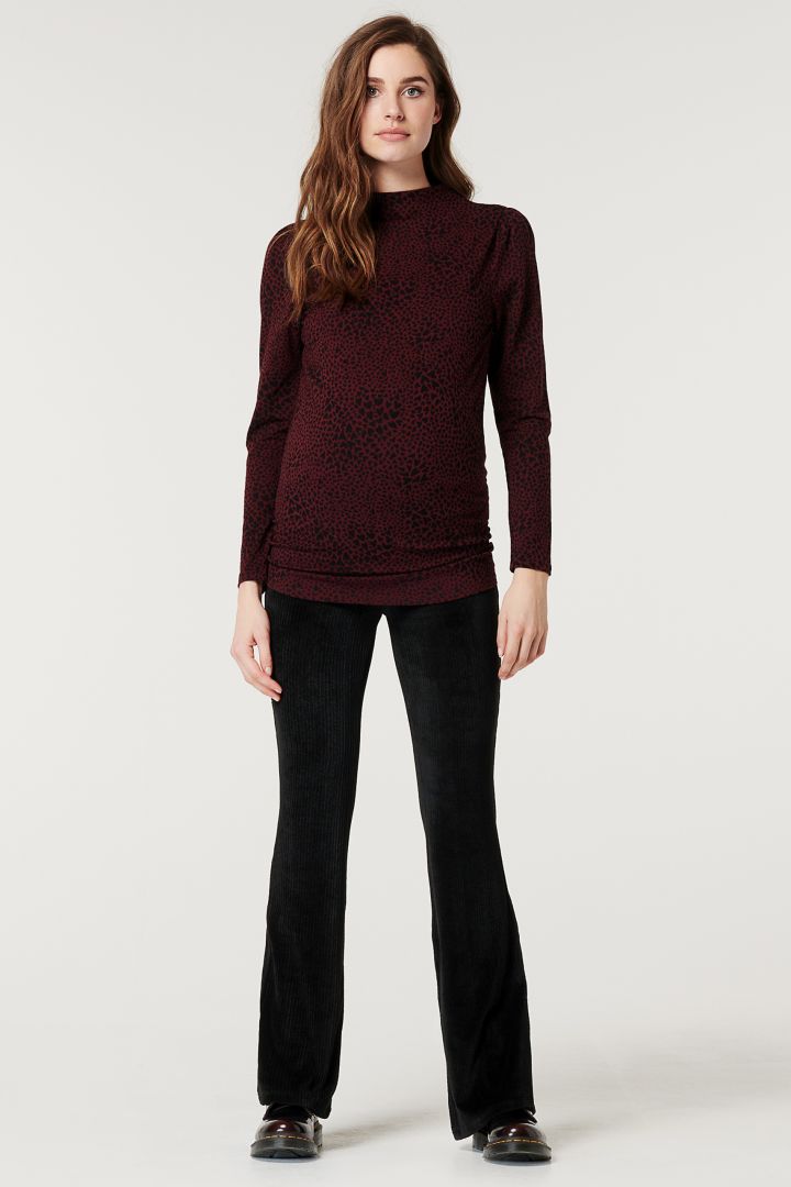 Flared Velvet Maternity Trousers black