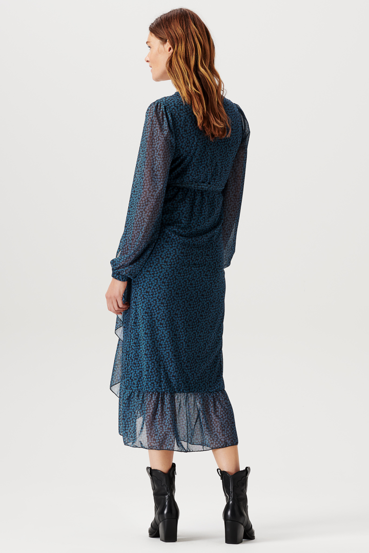 Midi Umstands- und Stillkleid in Wickeloptik petrol