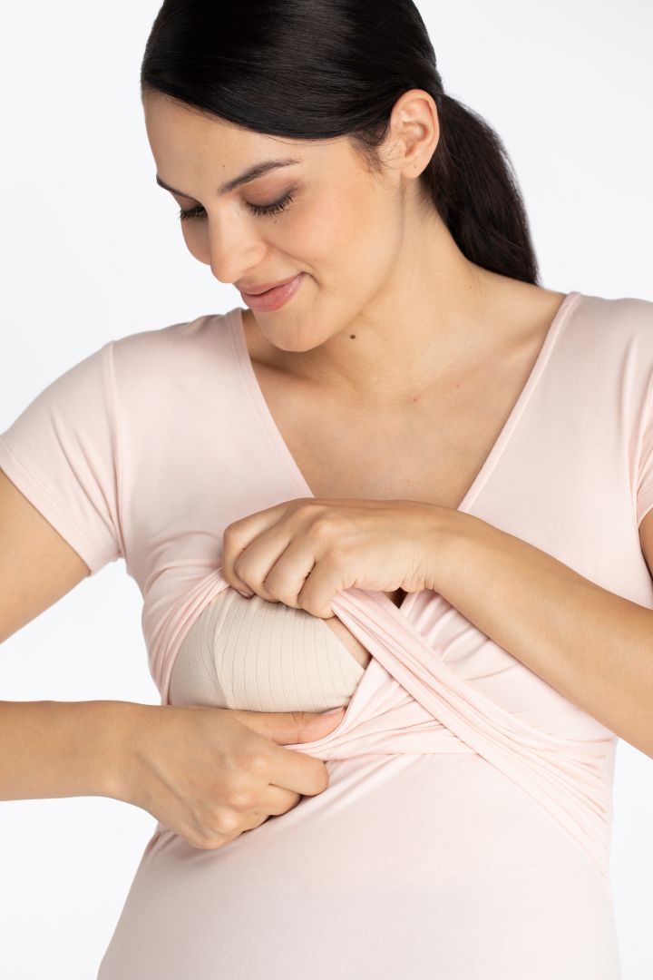 Eco Viskose Cross-Over Umstands- und Stillshirt blush