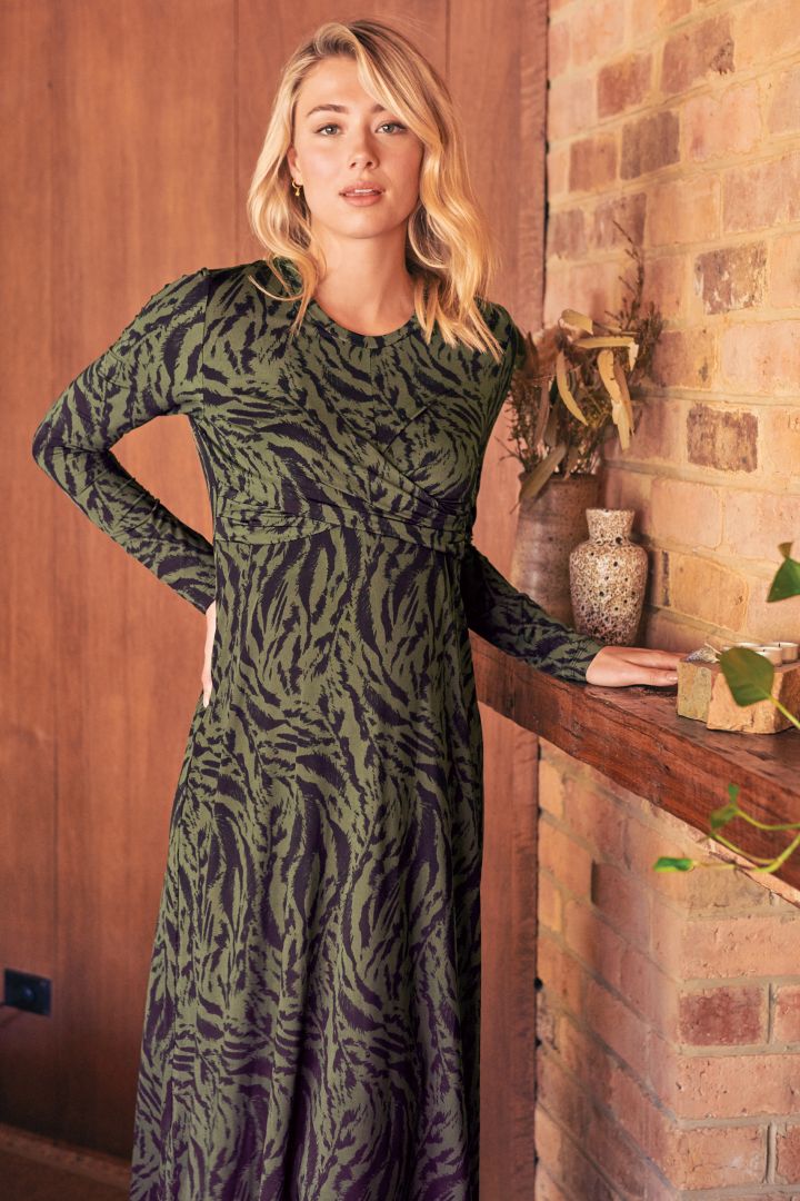 Maternity and Nursing Dress with Animal Print