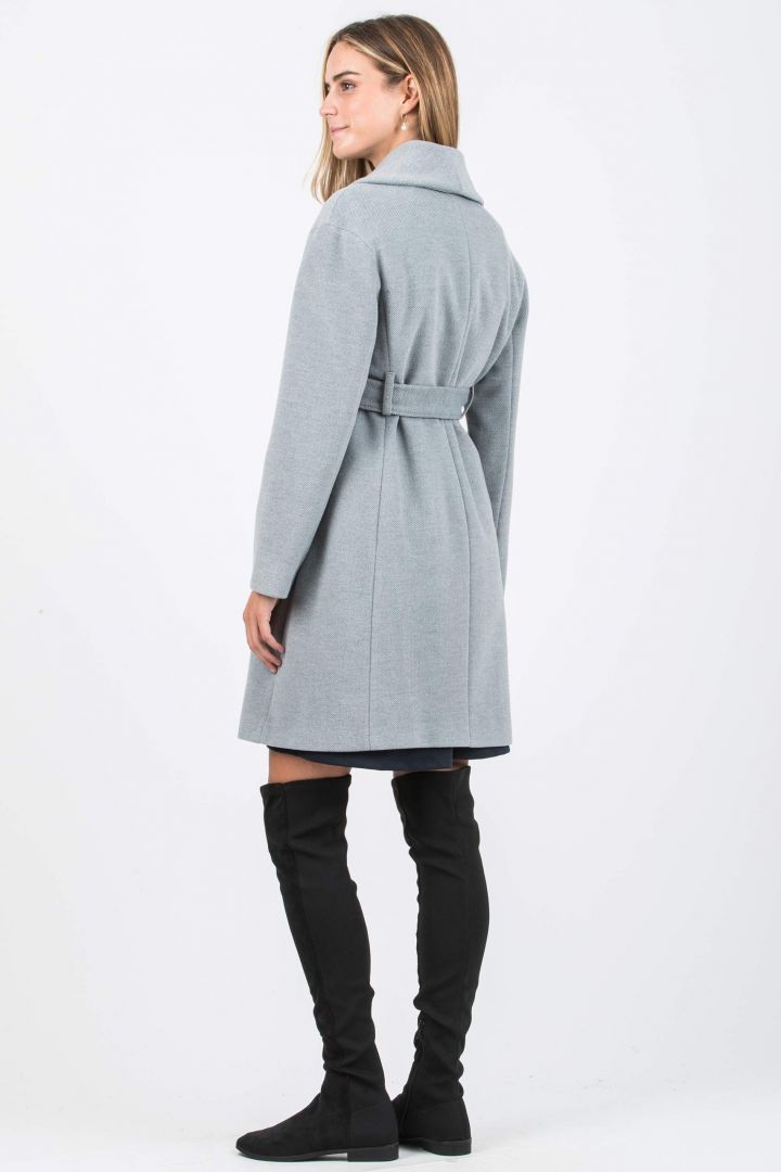 Maternity Coat with Shawl Collar light grey