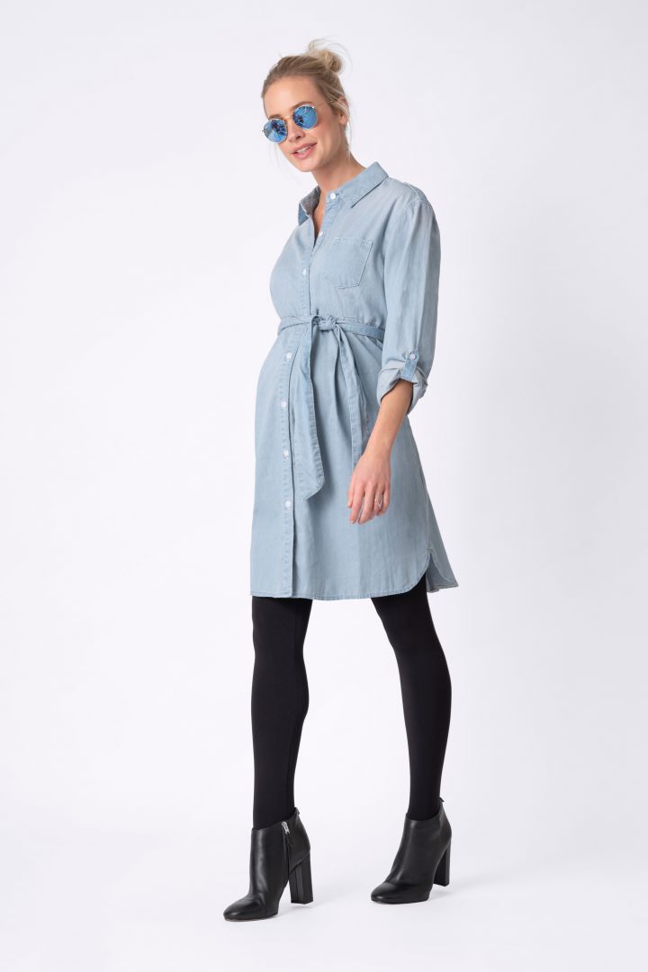 Maternity and Nursing Shirtdress denim