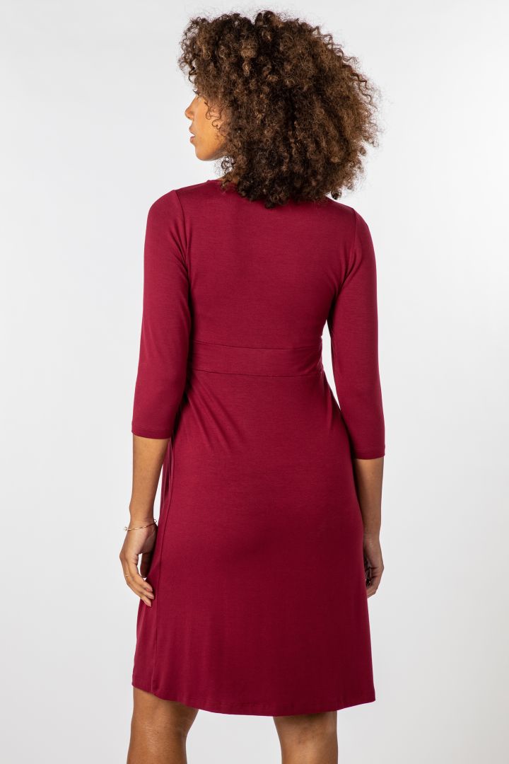 Ecovero Rundhals Umstands- und Stillkleid bordeaux