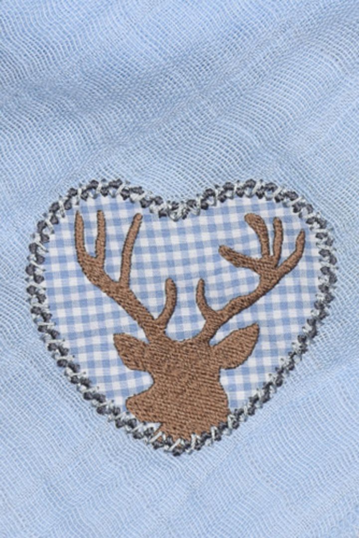 Musselin Trachten Halstuch Hirsch hellblau