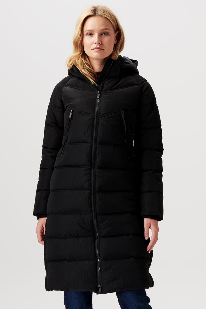 Wattierter Mantel mit Schwangerschaftseinsatz schwarz