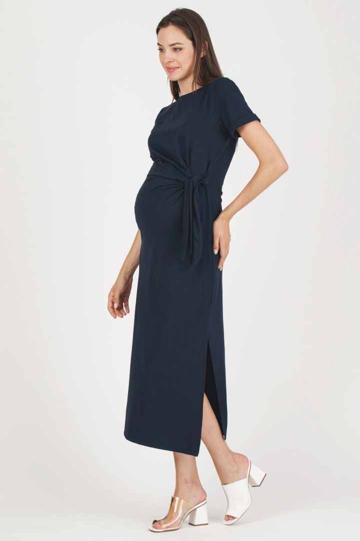 Maternity Dress with Knot Detail blue